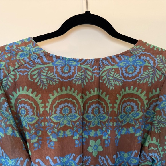 NWT Current Air Brown, Blue, & Green Floral Print Long Sleeve Mini Dress Small - Picture 8 of 16